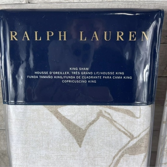 Ralph Lauren NWT One Cecily Palmetto King Pillow Sham Floral Tan Beige NWT $185 - Picture 3 of 11